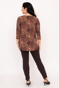 Jazz 3/4 Top, Chocolate Leopard, Bamboo
