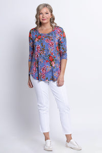 Jazz 3/4 Top, Red Rosebud, Bamboo