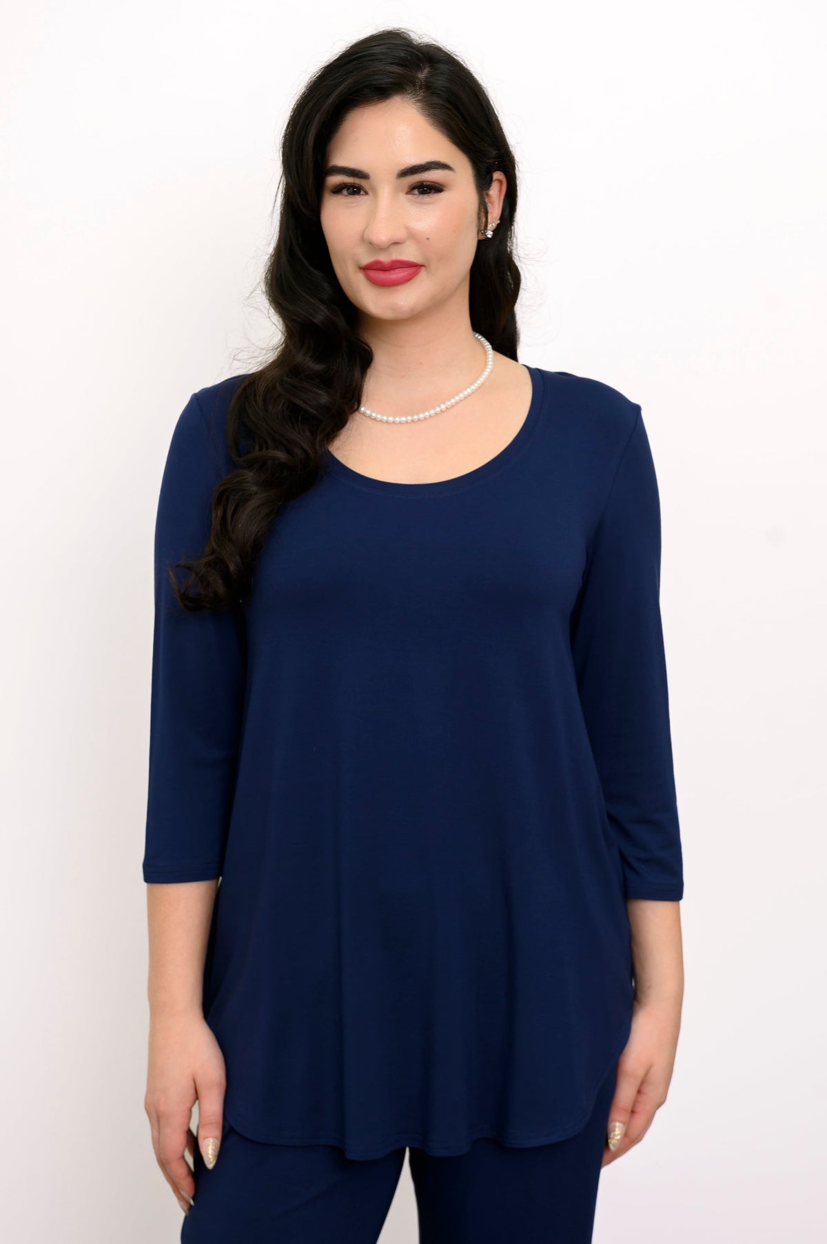 Jazz 3/4 Slv Top, Indigo, Bamboo