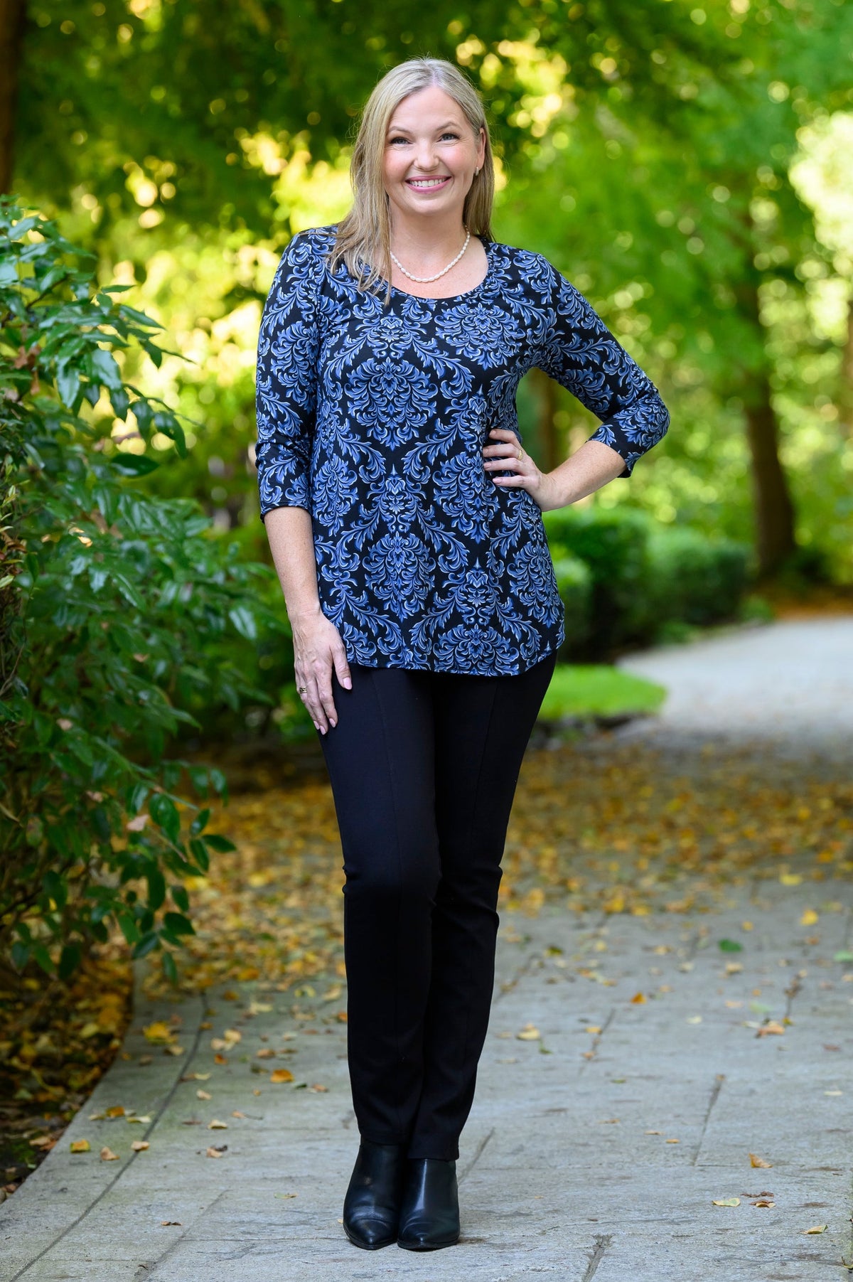 Jazz 3/4 Top, Indigo Empire, Bamboo