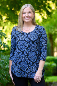 Jazz 3/4 Top, Indigo Empire, Bamboo