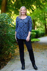 Jazz 3/4 Top, Indigo Empire, Bamboo