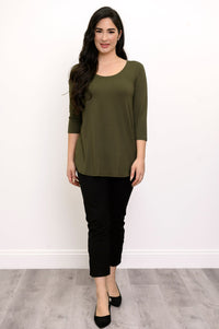 Jazz 3/4 Slv Top, Khaki, Bamboo