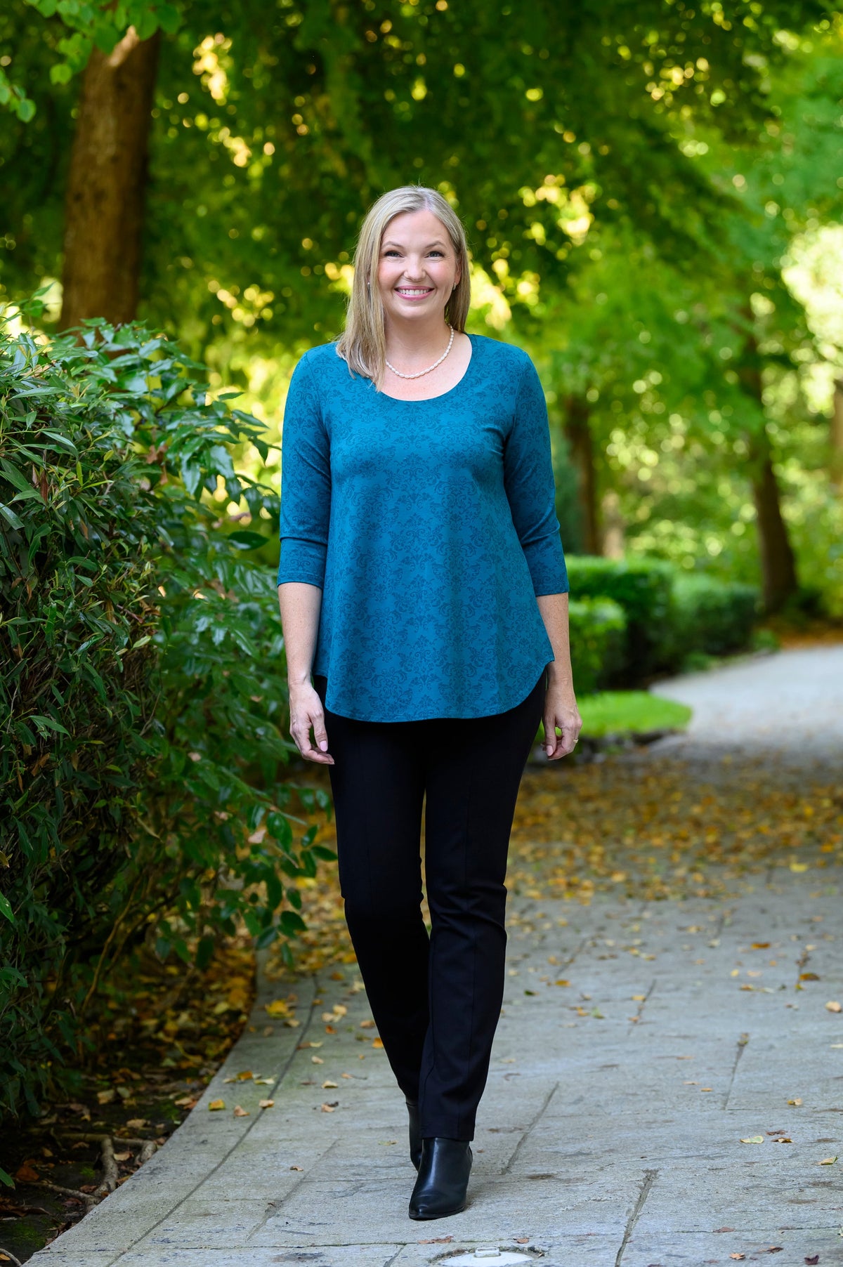 Jazz 3/4 Top, Teal Empire, Bamboo