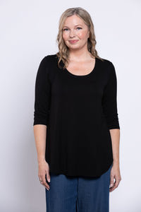 Jazz 3/4 Slv Top, Black, Bamboo