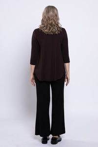 Jazz 3/4 Slv Top, Coffee, Bamboo