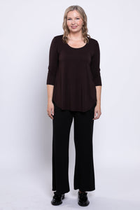 Jazz 3/4 Slv Top, Coffee, Bamboo