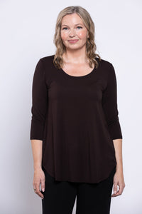 Jazz 3/4 Slv Top, Coffee, Bamboo