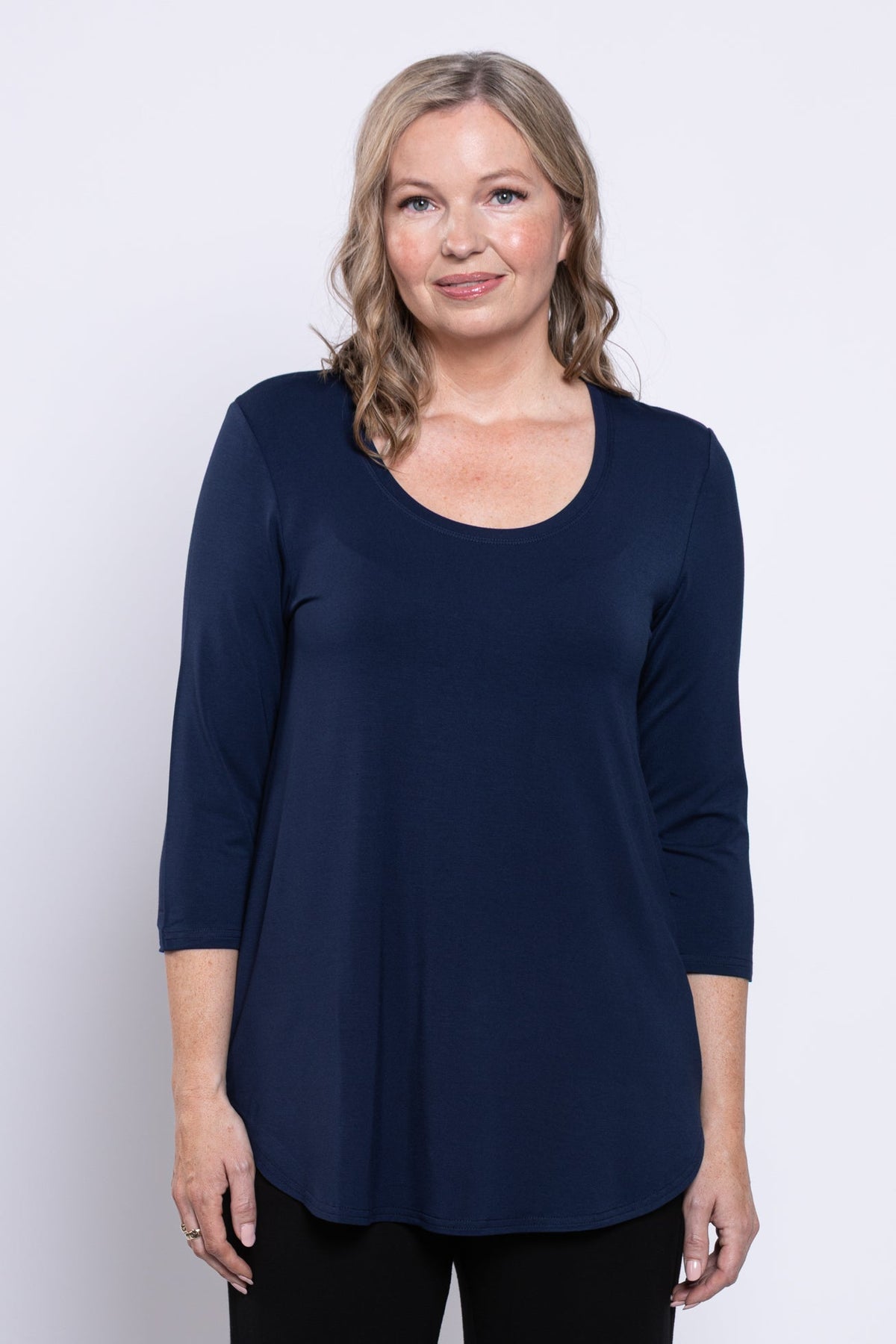 Jazz 3/4 Slv Top, Indigo, Bamboo