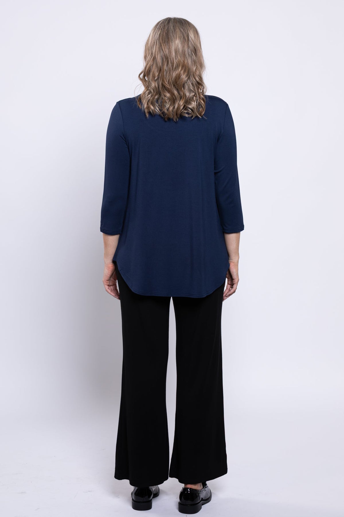 Jazz 3/4 Slv Top, Indigo, Bamboo