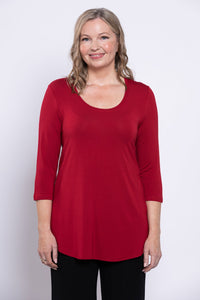 Jazz 3/4 Slv Top, Lipstick, Bamboo