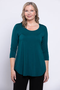 Jazz 3/4 Slv Top, Teal, Bamboo