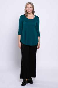 Jazz 3/4 Slv Top, Teal, Bamboo
