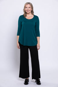 Jazz 3/4 Slv Top, Teal, Bamboo
