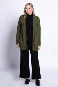 Jenny Cardigan, Khaki, Cotton