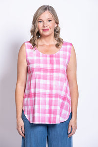 Jimmy Tank, Pink Plaid, Linen Bamboo