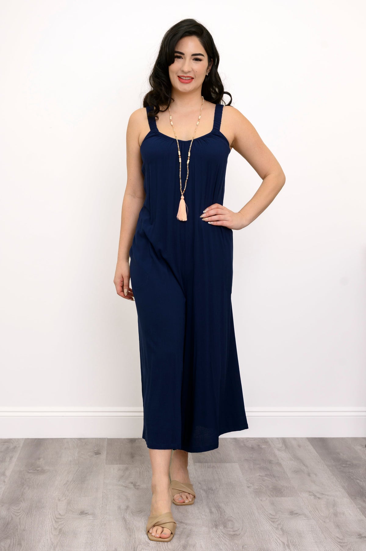 Joanna Jumpsuit, Indigo, Linen Bamboo