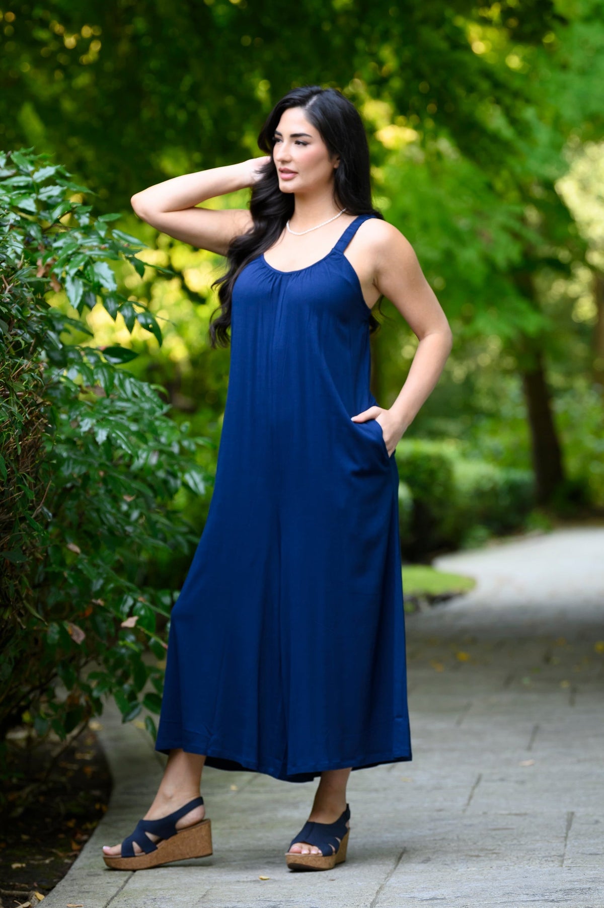 Joanna Jumpsuit, Indigo, Linen Bamboo