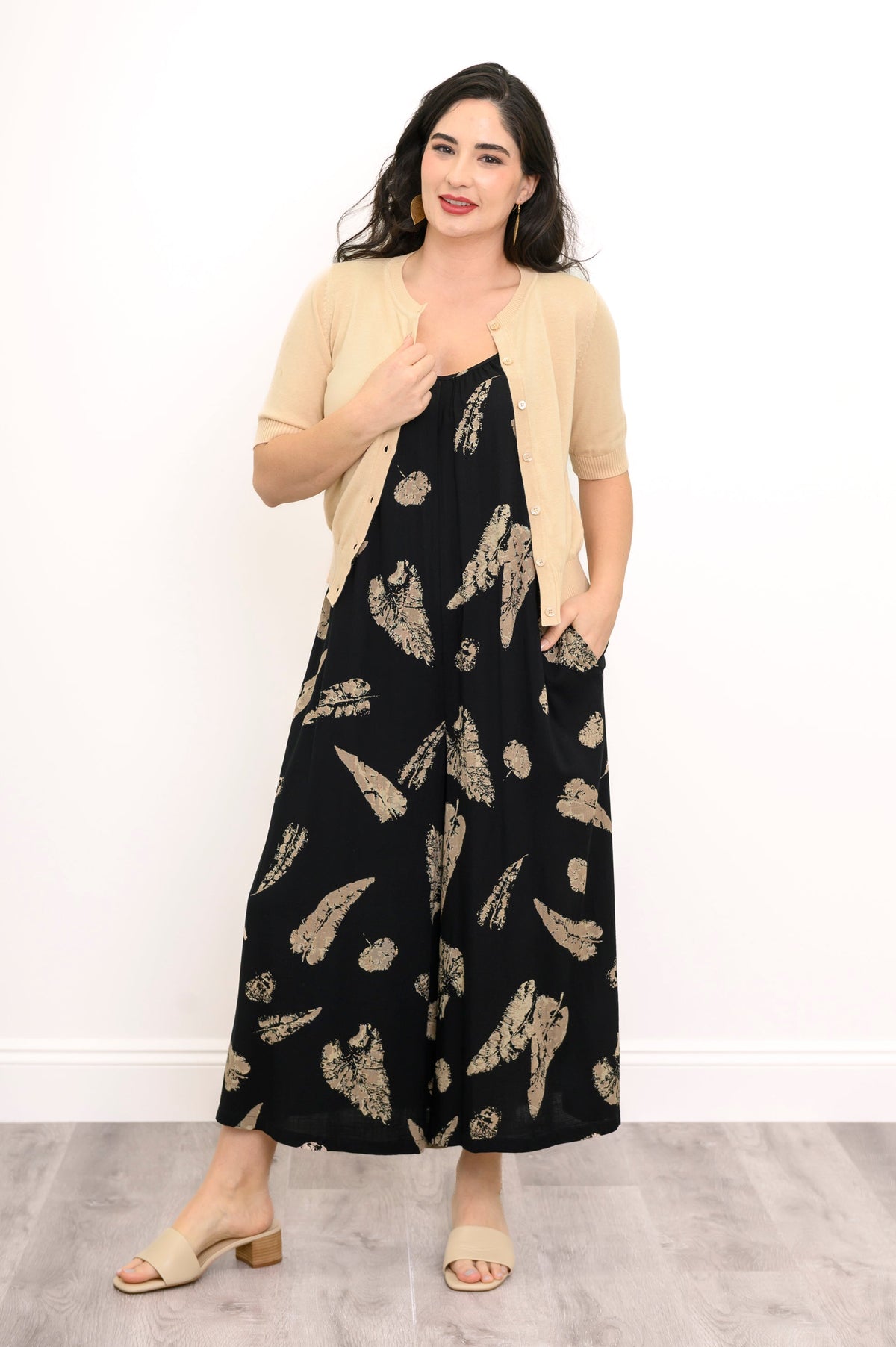 Joanna Jumpsuit, Shadow Leaf, Linen Bamboo