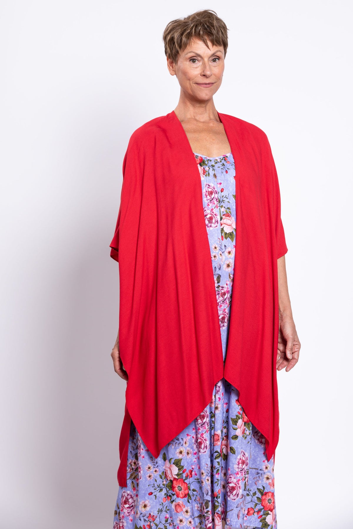 Joanna Jumpsuit, Red Rosebud, Linen Bamboo