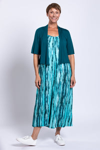Joanna Jumpsuit, Teal Tie Dye, Linen Bamboo