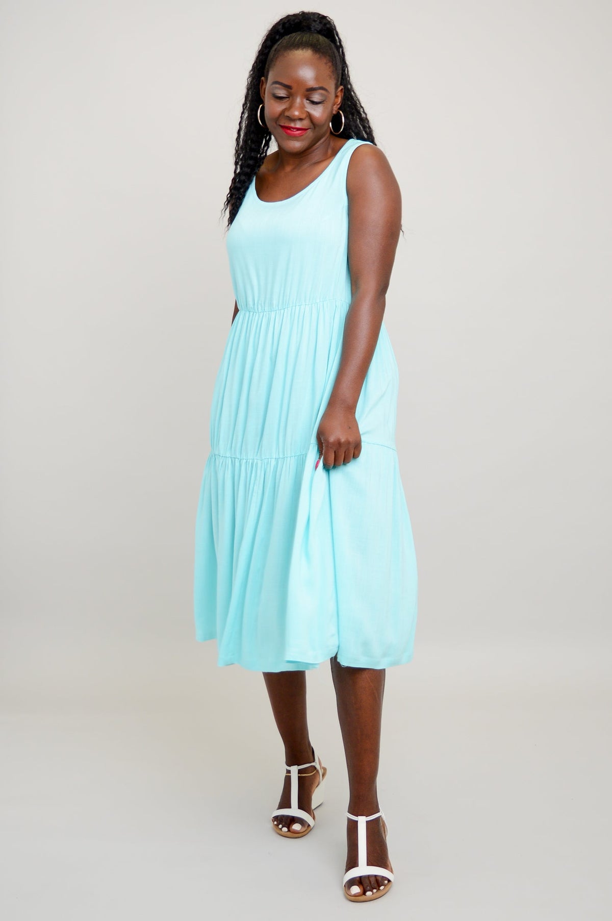 Juni Dress, Turquoise, Linen Bamboo