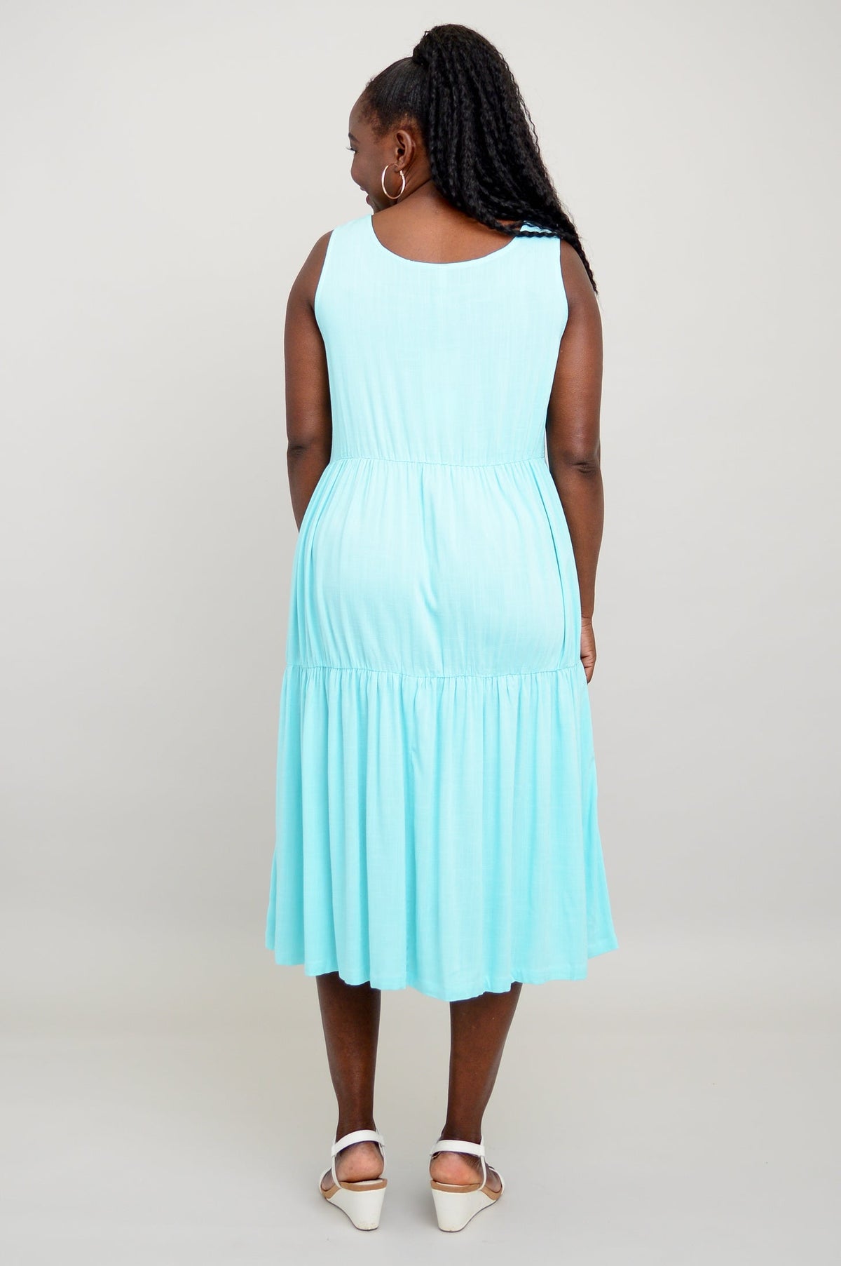 Juni Dress, Turquoise, Linen Bamboo