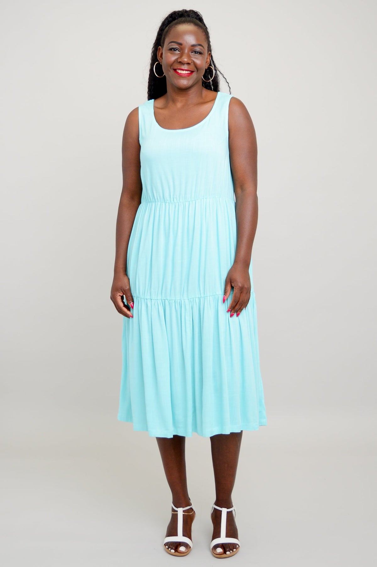 Juni Dress, Turquoise, Linen Bamboo