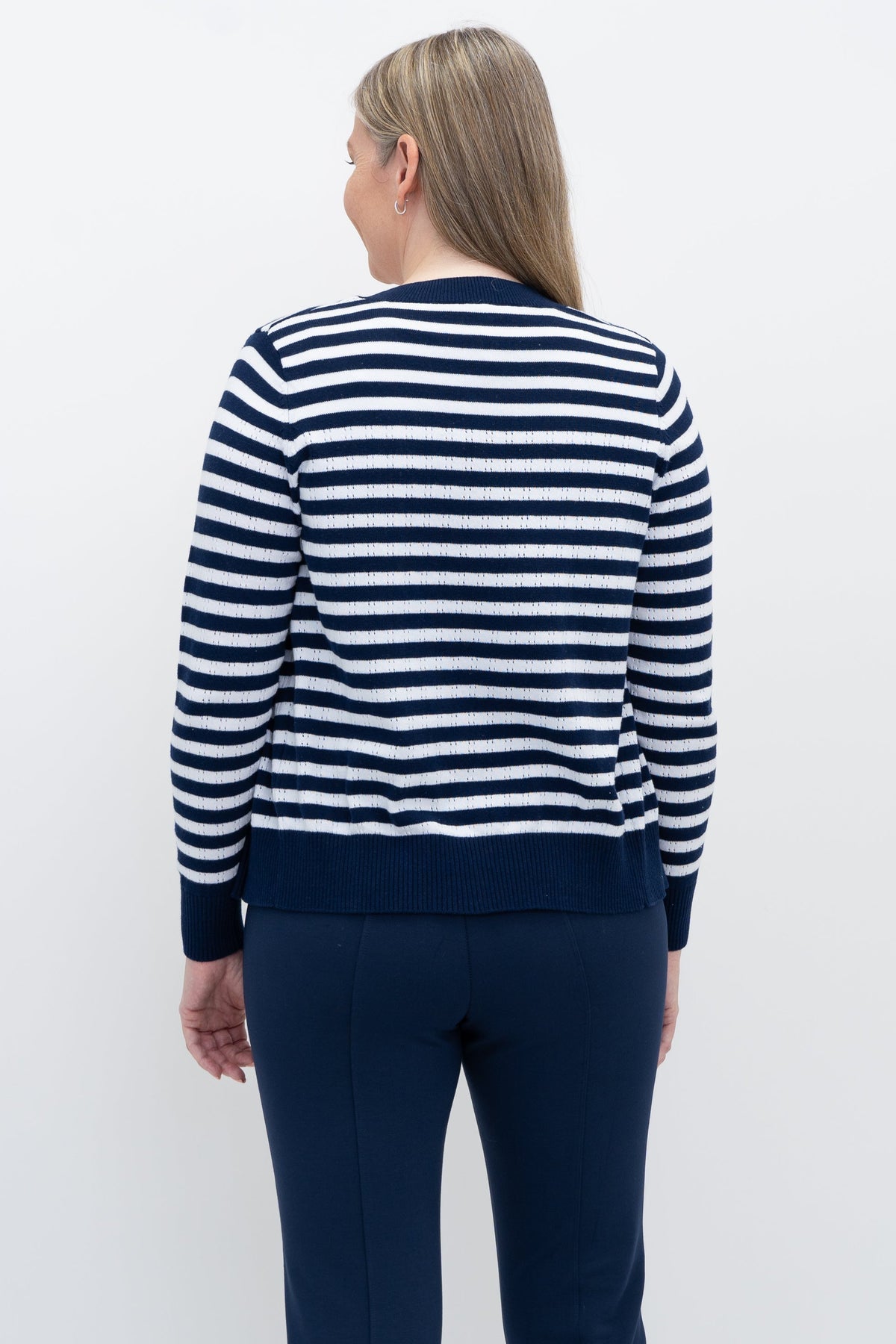 Juniper Sweater, Indigo Stripe, Cotton