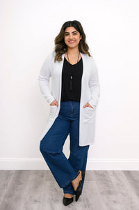 Justine Sweater, White, Bamboo Cotton