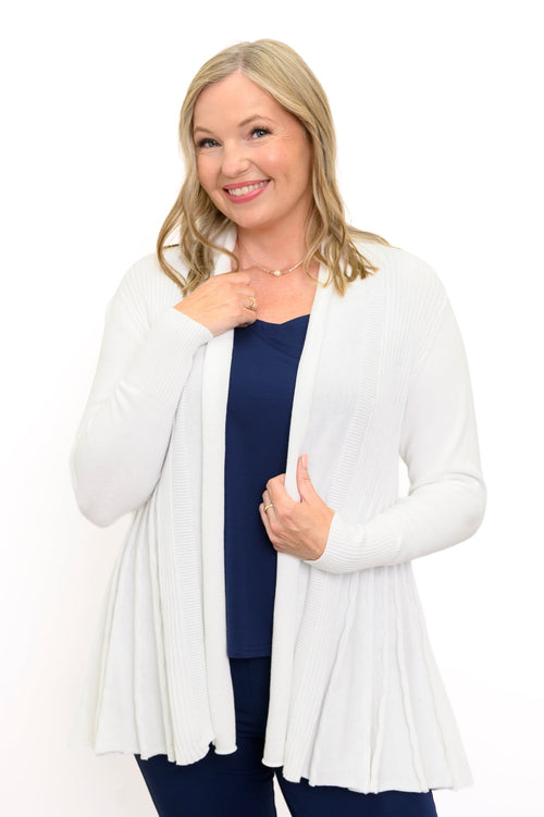 Karen Cardigan, White, Cotton