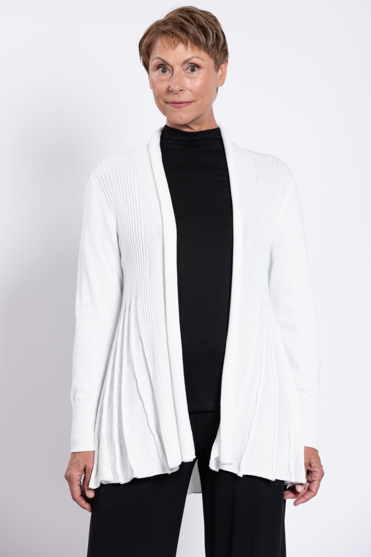 Karen Cardigan, White, Cotton