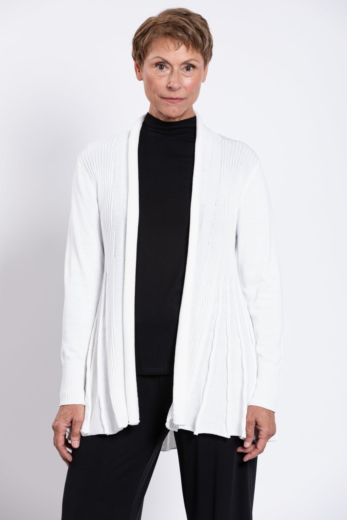 Karen Cardigan, White, Cotton