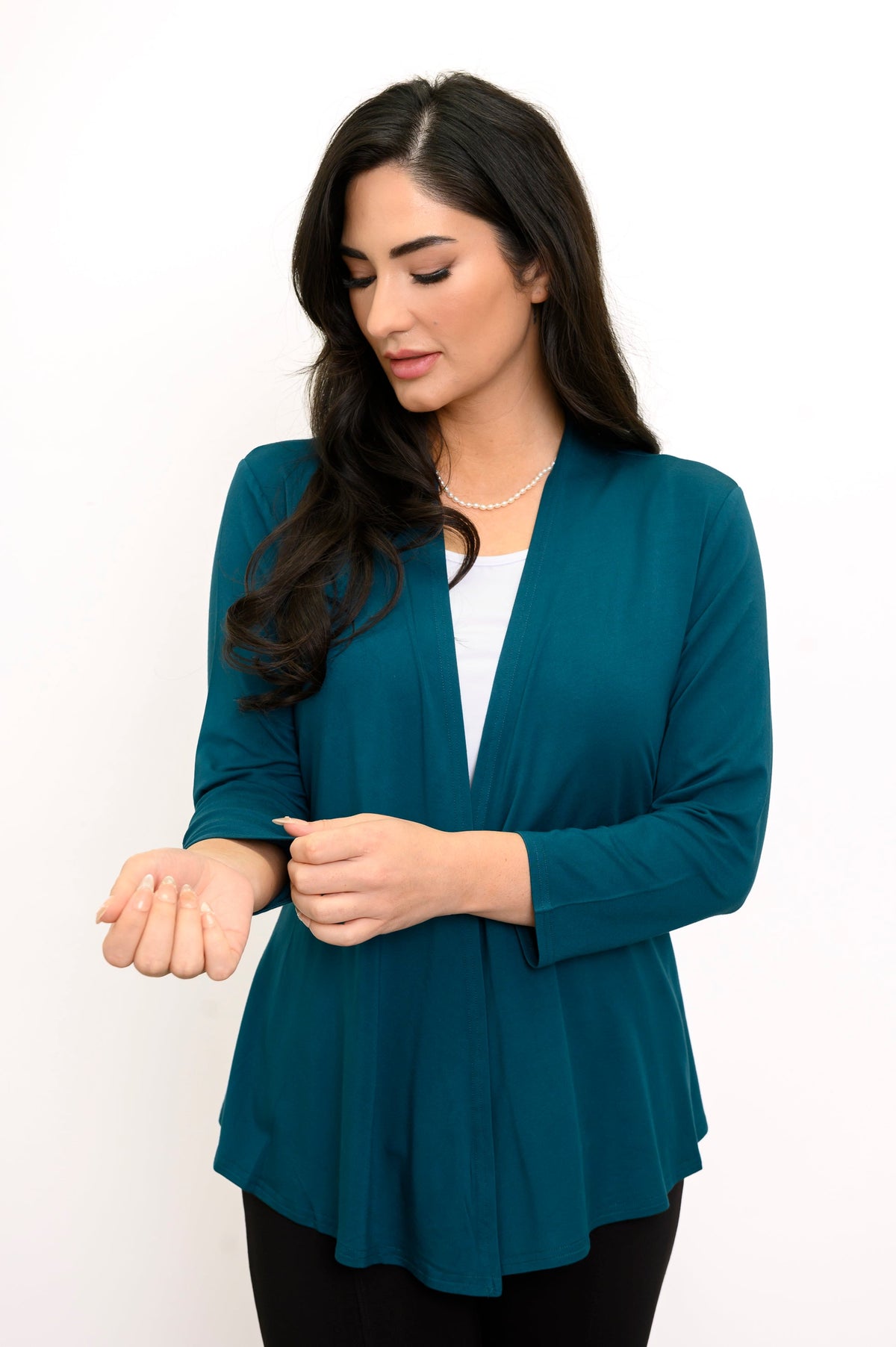 Kathy Jacket, Teal, Bamboo