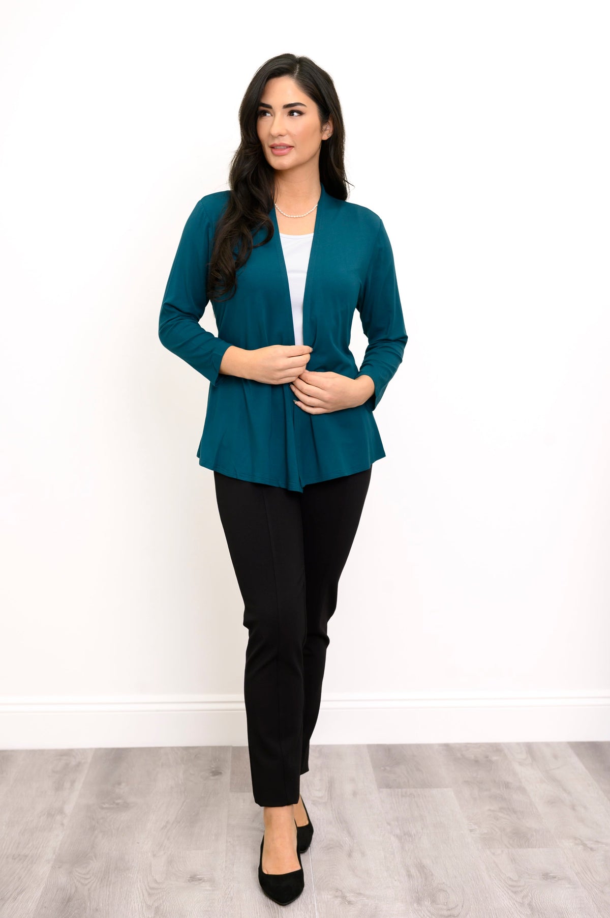 Kathy Jacket, Teal, Bamboo