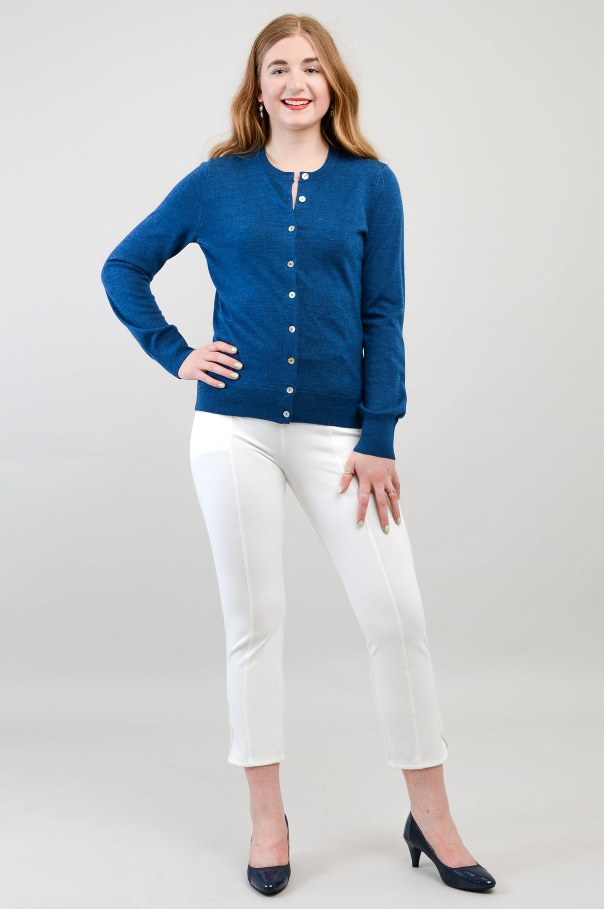 Kitten Cardigan, Blue, 100% Merino Wool