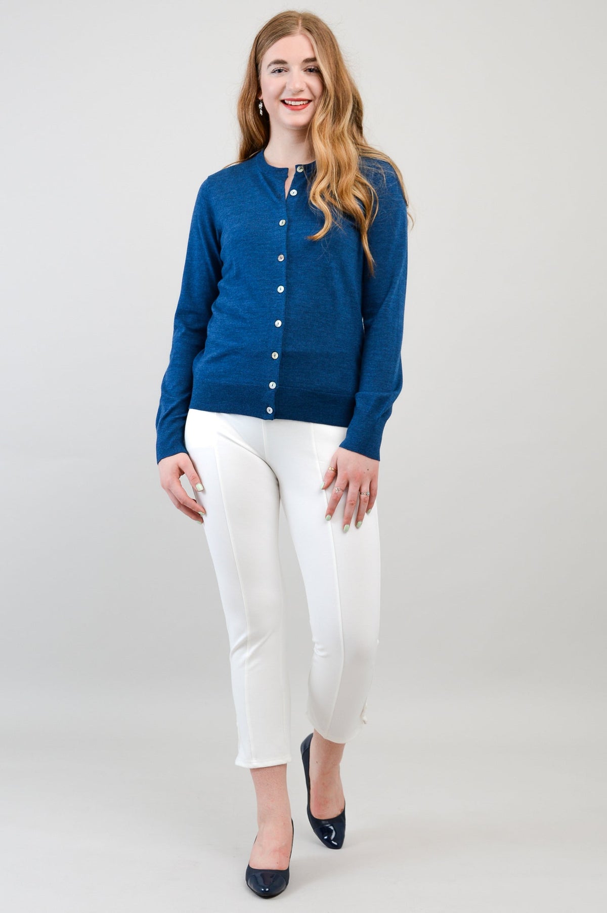 Kitten Cardigan, Blue, 100% Merino Wool