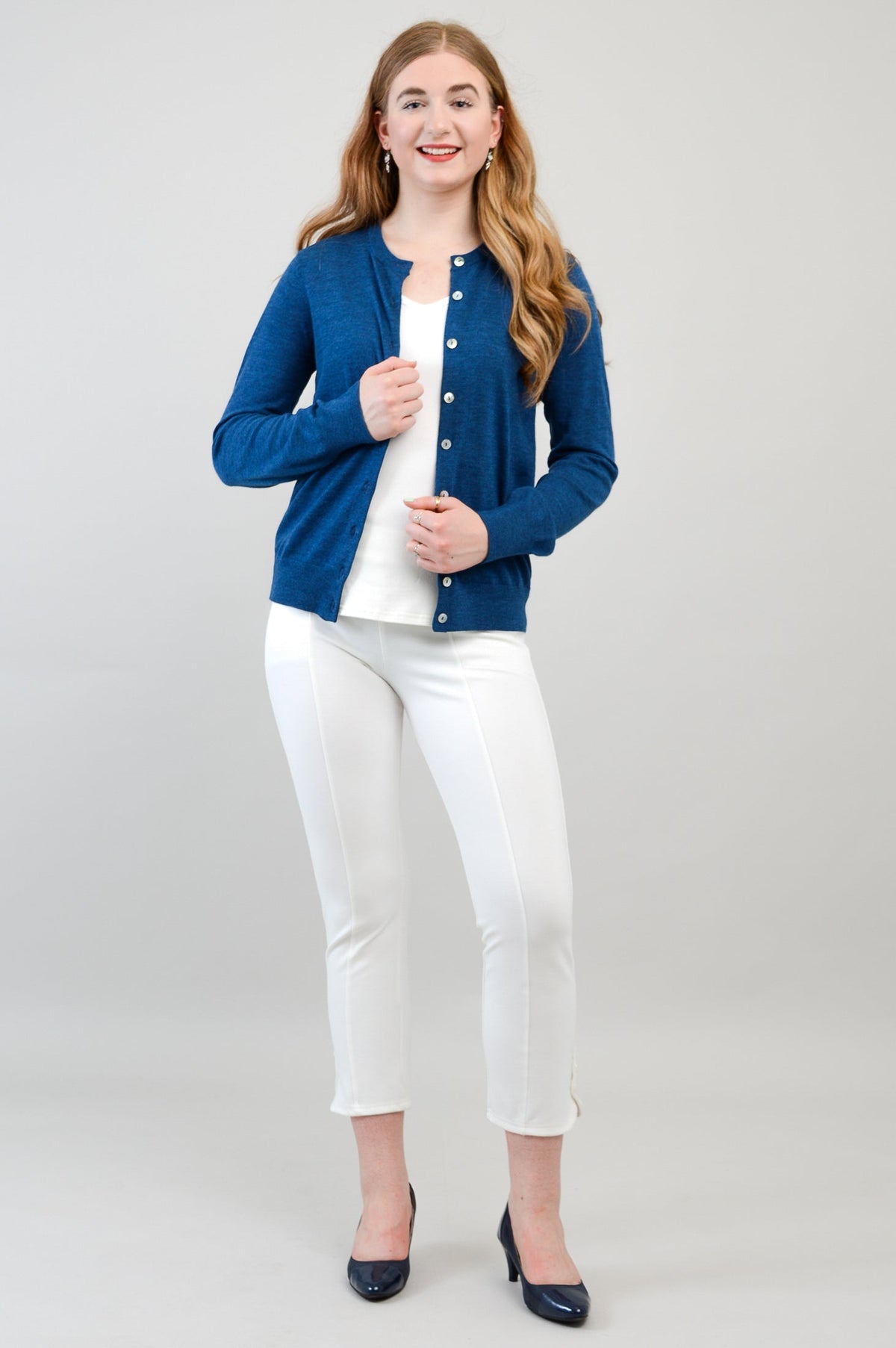 Kitten Cardigan, Blue, 100% Merino Wool