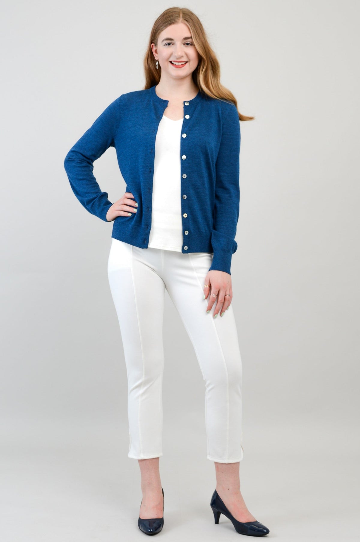 Kitten Cardigan, Blue, 100% Merino Wool