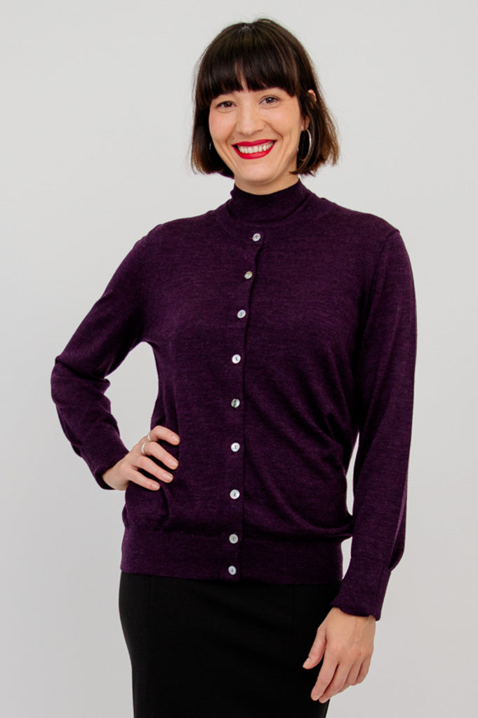 Rita Sweater, Plum, Merino Wool