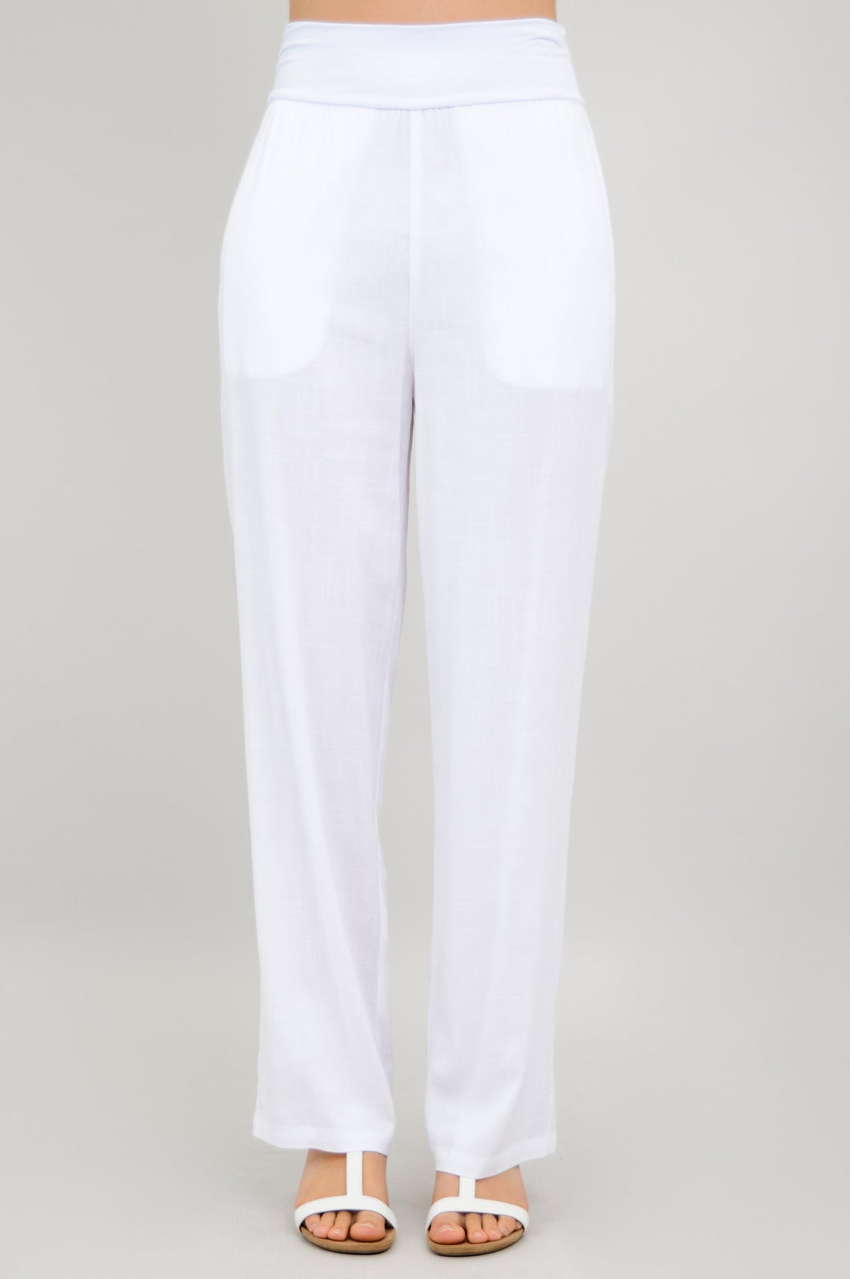 Landon Pant, White, Linen Bamboo