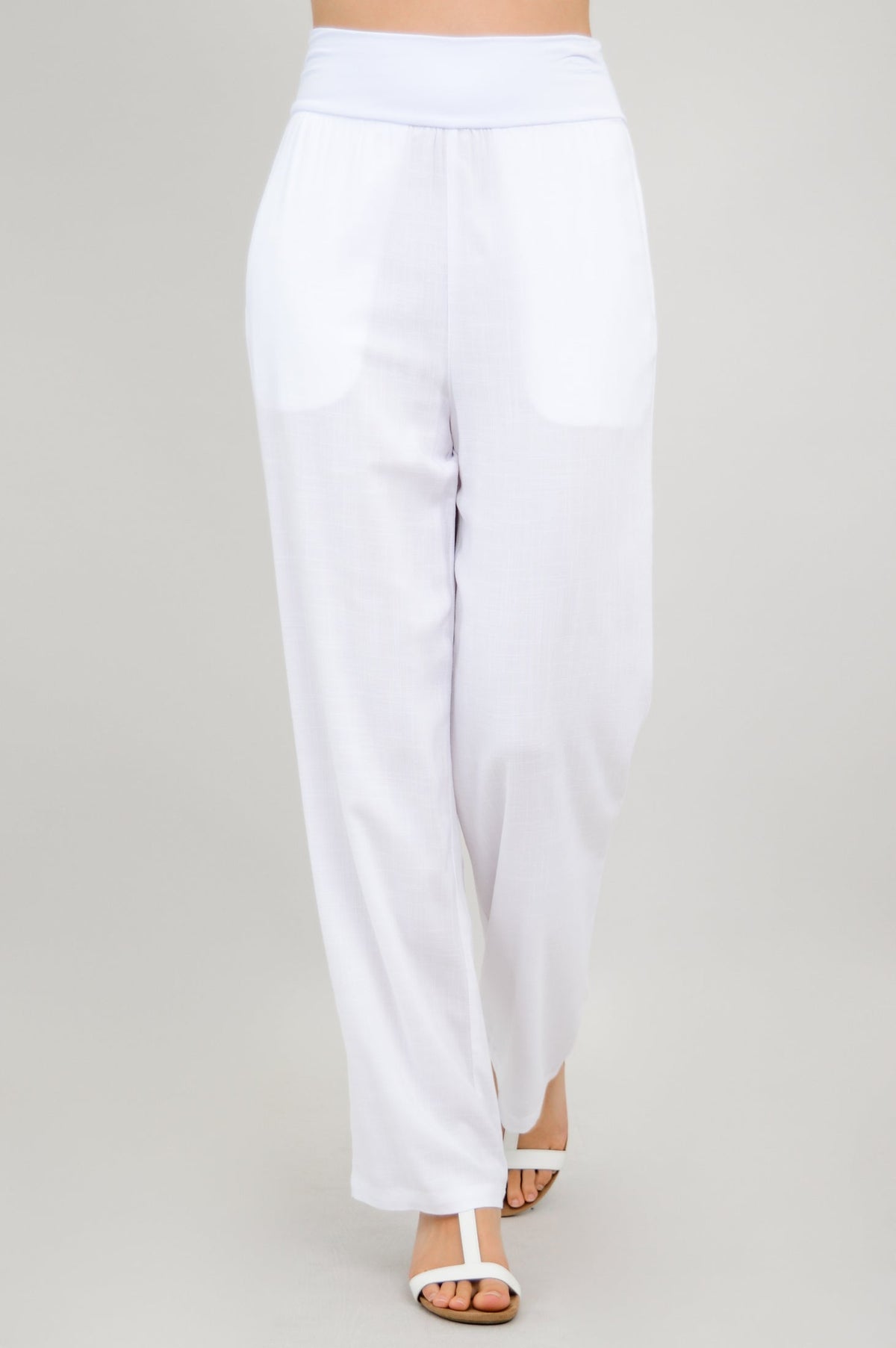 Landon Pant, White, Linen Bamboo