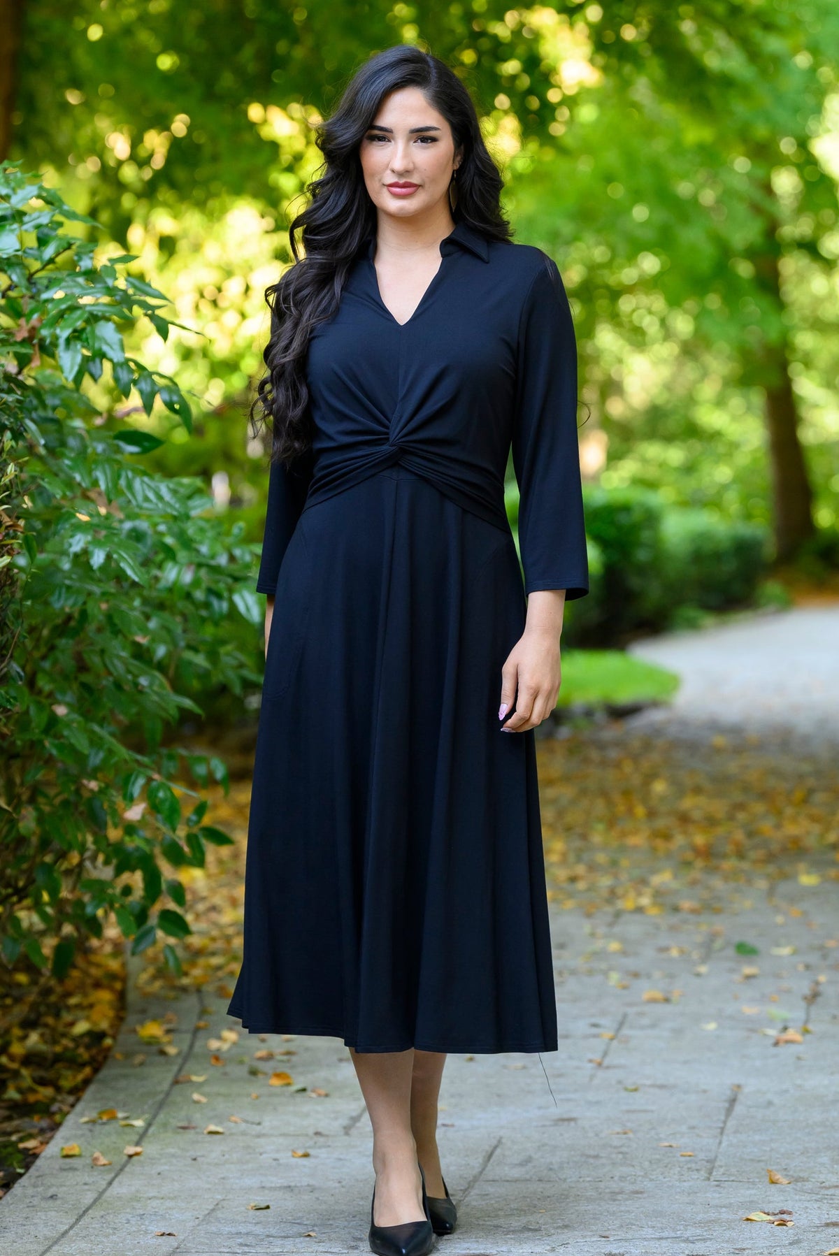 Lara Dress, Black, French Terry