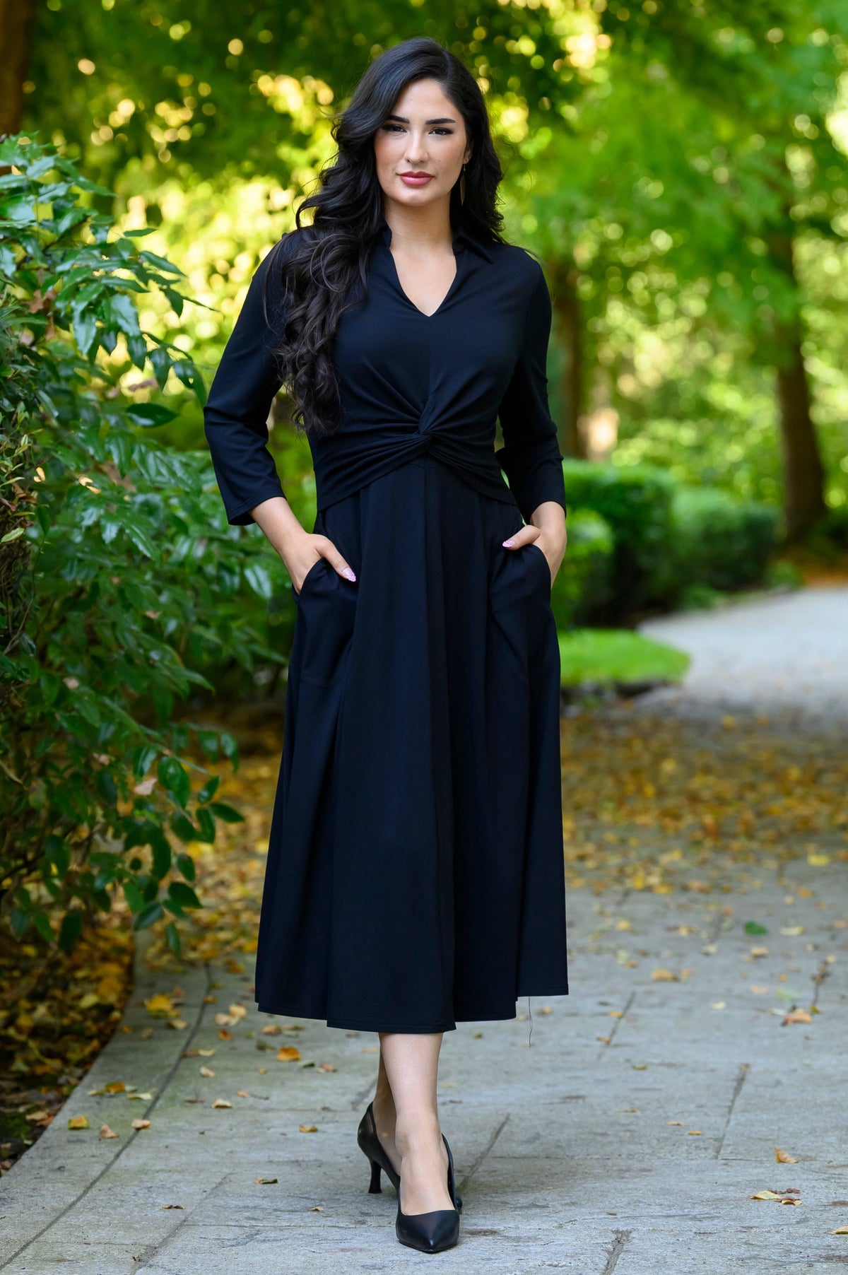 Lara Dress, Black, French Terry