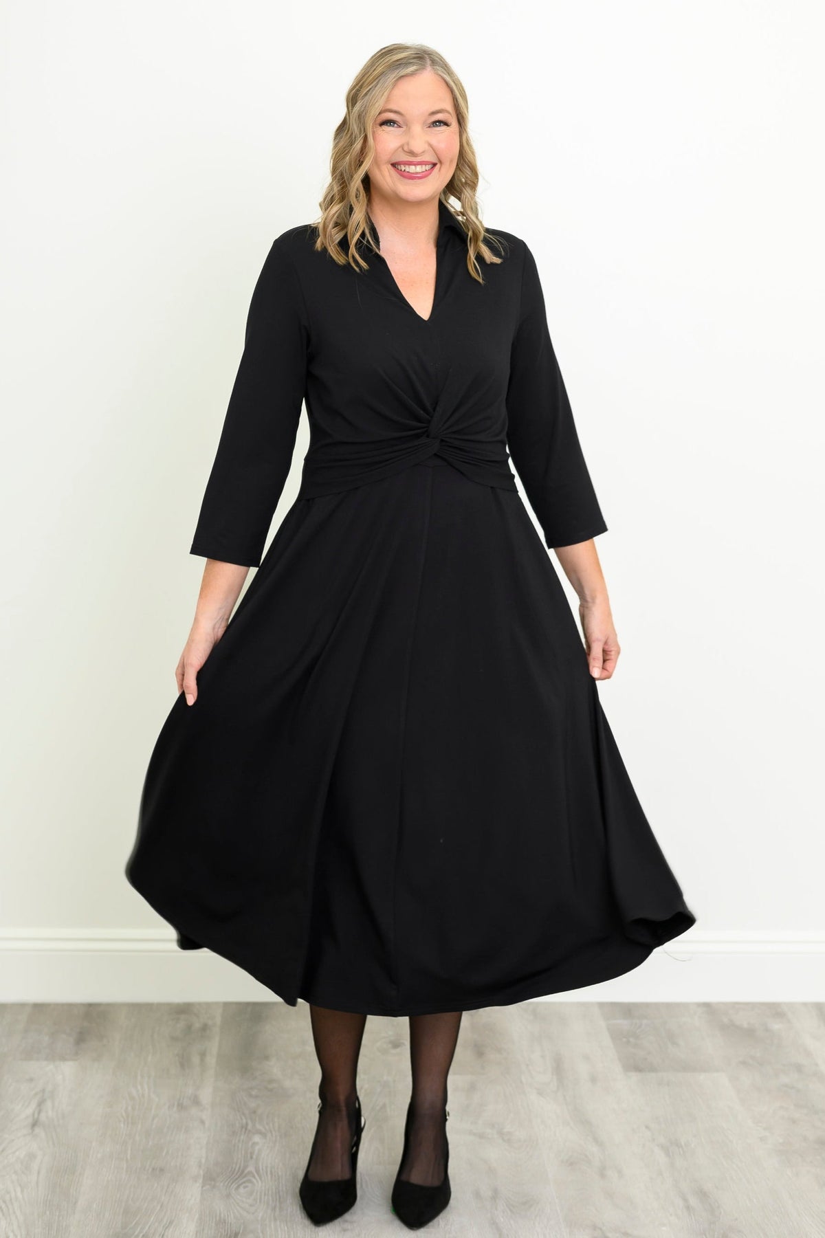 Lara Dress, Black, French Terry