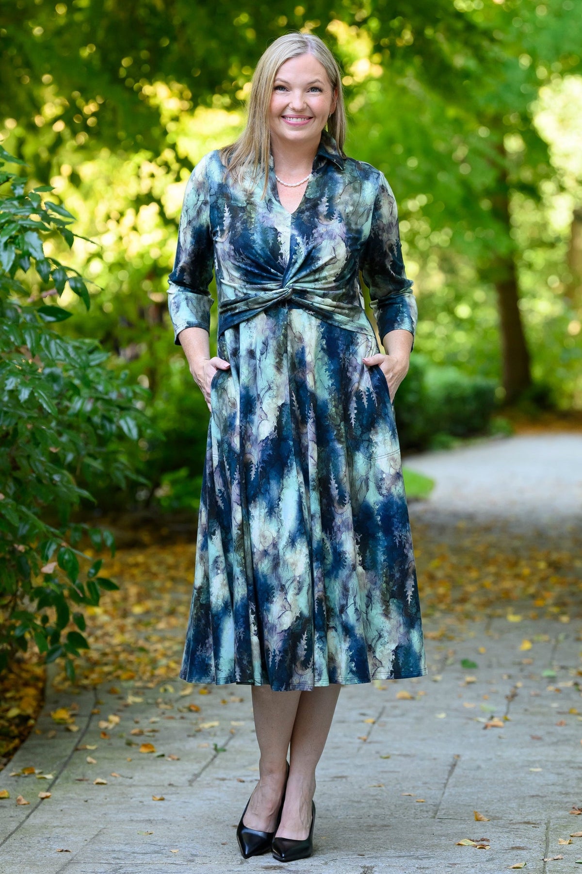Lara Dress, Winter Leaves, Bamboo