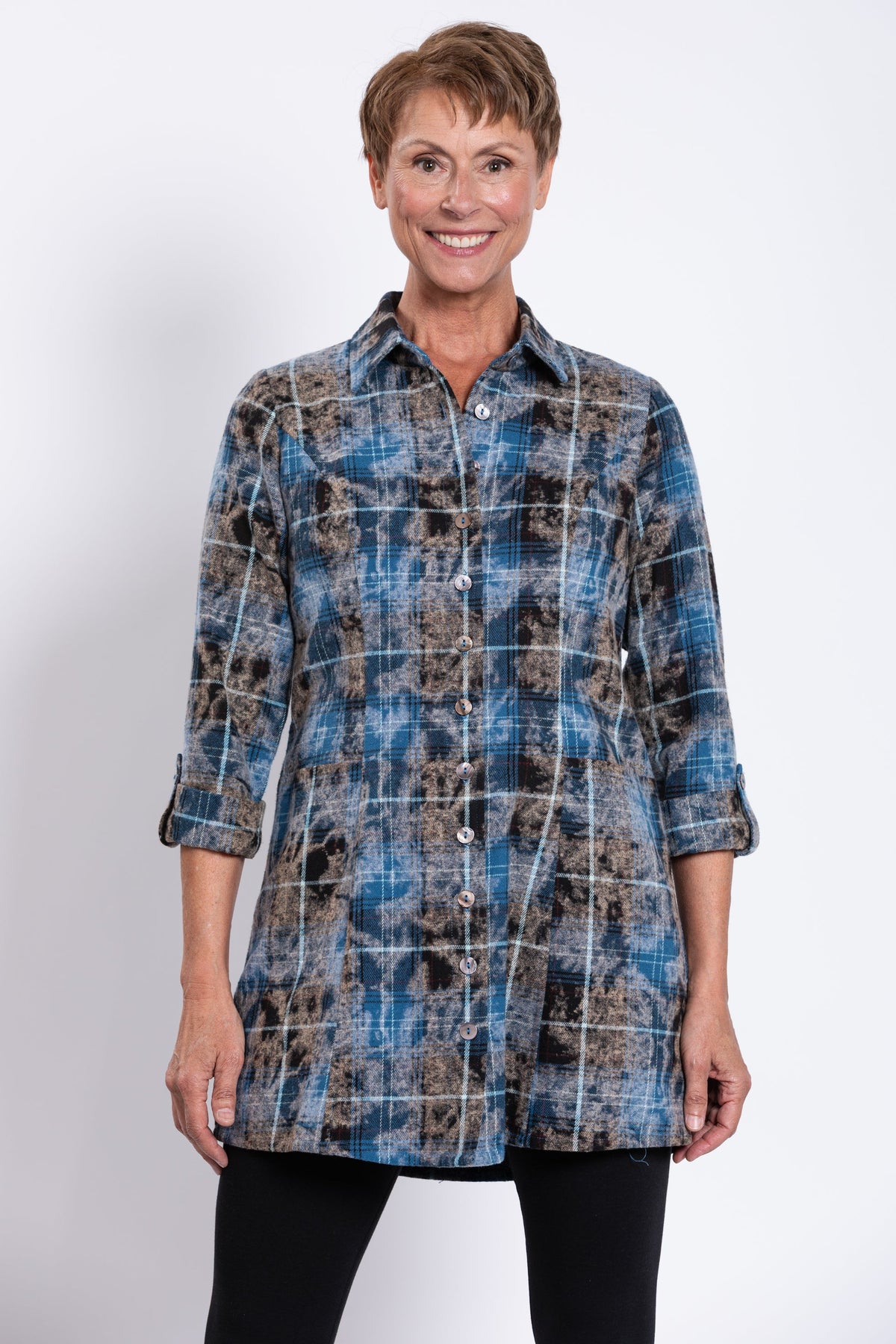 Larissa Tunic, Indigo Plaid, Cotton