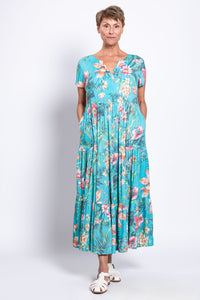 Laurita Dress, Teal Fiji, Linen Bamboo