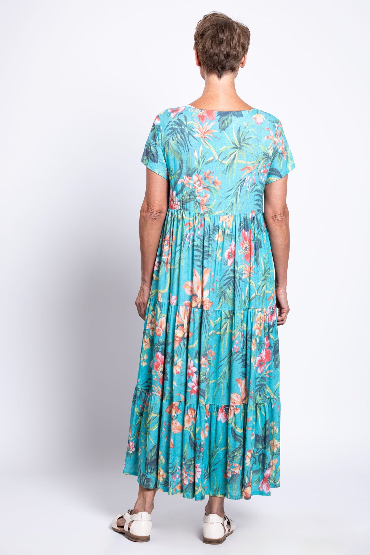 Laurita Dress, Teal Fiji, Linen Bamboo