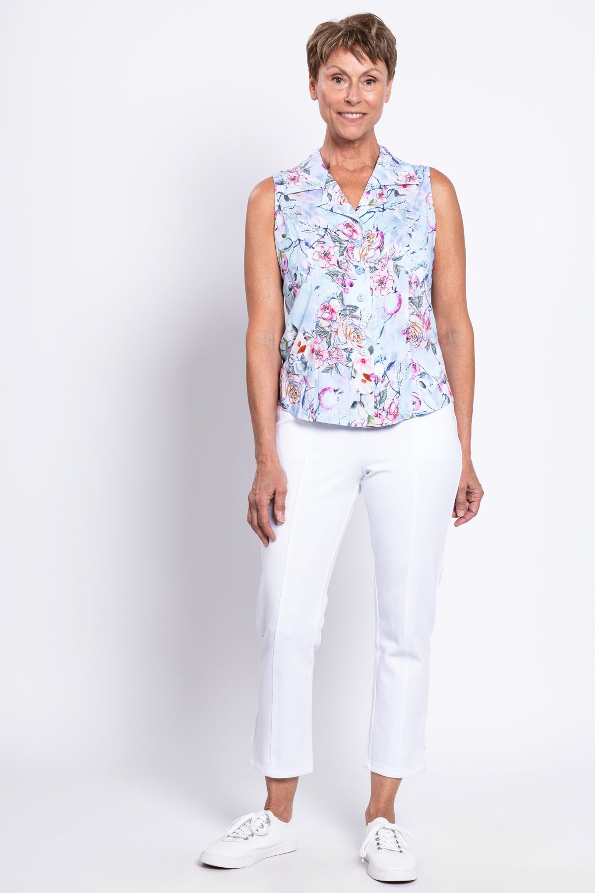 Lexa Tank, Teal Nectar, Linen Bamboo